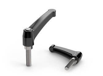Verstellbarer Hebel aus Zinklegierung mit Gewindestift R-80mm M10 x 60mm, RAL9005 glänzend (tiefschwarz)