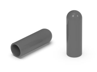 PVC-Abdeckkappe (weich, ca. 70° Shore A) A-31mm L-45,0mm, RAL7004 (Signalschwarz)