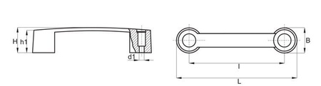 Bügelgriff mit Durchgangslöchern L-145mm I-117mm d1-8,5mm und Abdeckkappen RAL6001 (grün)