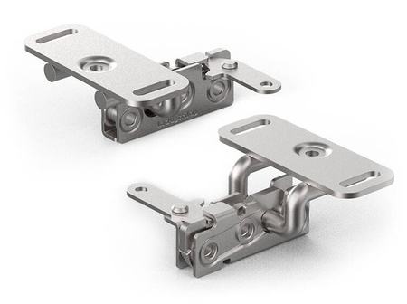 Rotary latch with perpendicular lever, with anti-vibration bushing, two-stage latch, UNC 1/4-20 mounting hole, left version, plate with handle.