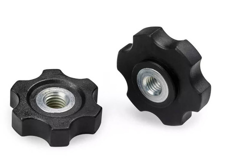 Flacher Sternknopf mit durchgehendem Gewindeeinsatz D-50mm M10.