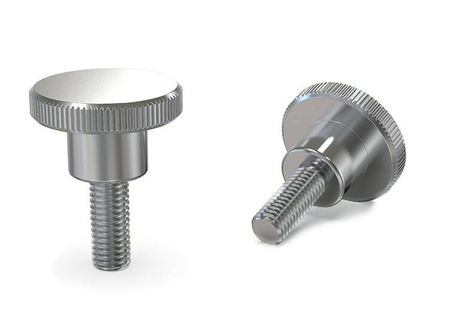 Knurled knob made of stainless steel with offset, threaded pin, according to DIN 464 D-30mm M8.