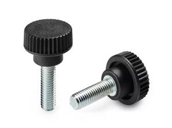 Pokrętło radełkowane z trzpieniem gwintowanym D-26mm M8 x 29mm