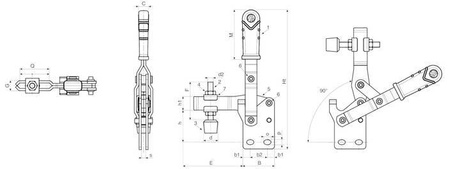 Vertikale Schnellspannklemme mit vertikaler Auflage und vertikalem Spanner Ht-155mm, F1-125kg