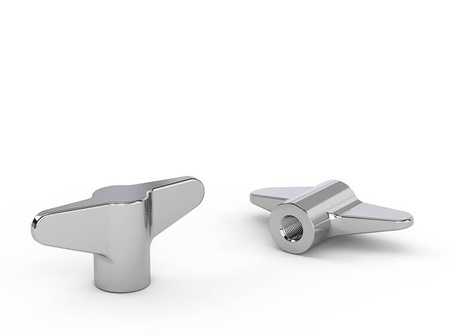 Butterfly knob made of polished stainless steel, with a threaded hole D-35mm M5.