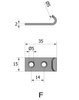 Perforated hook, 36x16, Type F, galvanized steel