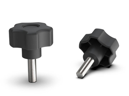 Pokrętło gwiazdowe z trzpieniem gwintowanym ze stali ocynkowanej D-28mm, M6x10mm