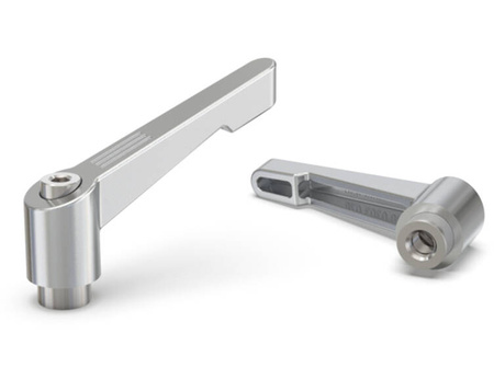 Adjustable lever made of chrome-plated zinc alloy, with a stainless steel threaded insert and metal button L-74; d1-6.