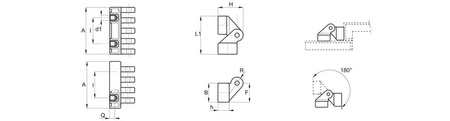 Zawias z tulejami gwintowanymi A-54mm I-30mm M6