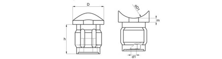 Spojovací prvek 90°, pro kulaté profily D1-22mm M6, tloušťka stěny-1mm