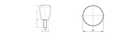 Uchwyt cylindryczny z trzpieniem gwintowanym D-21, M5 x 30mm