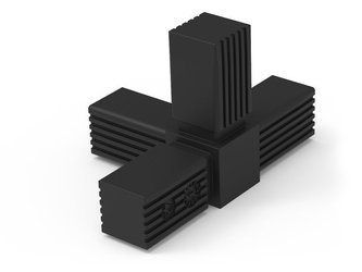 3D connector for 4 square profiles A-40mm B-40mm, PA+GF30%, 2.0mm, black