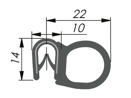 PVC/EPDM-Kantenschutzdichtung, Seitendichtung, 1,0-4,0 mm, 50 m