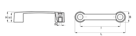 Bügelgriff mit Gewindebuchsen L-213mm I-179mm M8 und Abdeckkappen.