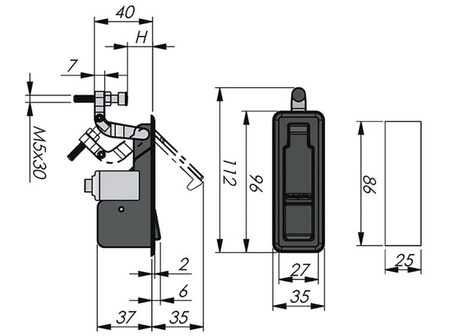Kompresní přítlačný zámek s nastavitelným úchopem 2-25 mm bez blokace.