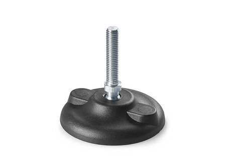 Swivel foot with mounting holes, R12.5 D-80mm M10