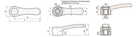 Fixed lever EUROMODEL with smooth sleeve R-86mm D10