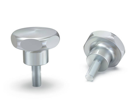 Massiver Sterngriff aus poliertem Edelstahl mit Gewindestift D-40mm M8.