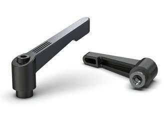 Adjustable lever made of zinc alloy with threaded bushing R-65mm M10, RAL9005 matte (deep black)