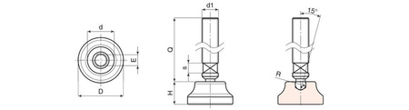 Swivel foot with a keyway cutter D-26mm M8