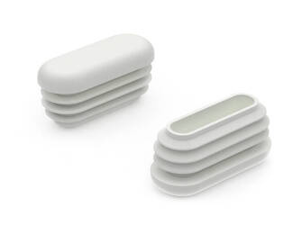 Abdeckkappe für ovale Profile A-30mm B-15mm, 1,0mm-2,5mm, Farbe Weiß