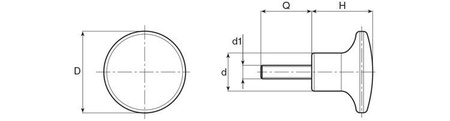 Houbařská rukojeť se závitovým hřídelem D-26mm M6 x 20mm