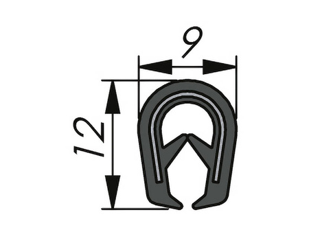 PVC-Kantenschutz, 9x12mm, 1,0-3,0mm, 100m
