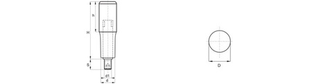 Rotary handle with threaded pin and internal hexagon D-23mm H-65mm M8 x 15mm
