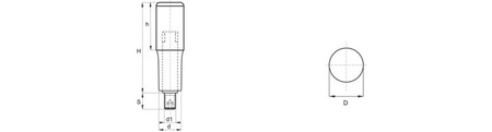 Drehgriff mit Gewindestift und Innensechskant D-26mm H-95mm M10 x 20mm