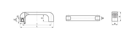 Bracket handle with threaded bushings L-151mm I-132mm M6