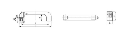 Bracket handle with threaded bushings L-151mm I-132mm M8