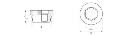 Gewindestopfen mit Innensechskant D-27mm d-M20 x 1,5mm SW-12