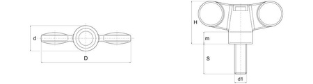 Flügelmutter mit Gewindestift D-70mm M10