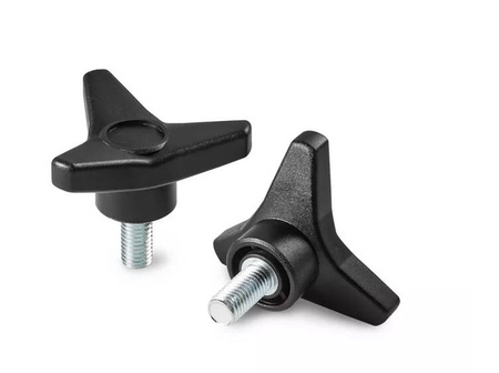 Pokrętło trójramienne z trzpieniem gwintowanym D-125mm M12 x 50mm