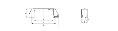 Držák tyčový s průchozími otvory a maskovacími krytkami L-154mm I-132mm d1-8,5mm