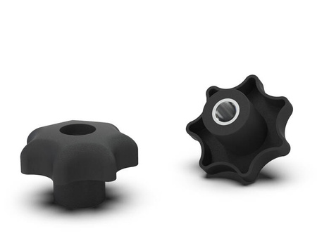 Hvězdicový knoflík s průchozí závitovou pouzdrem D-32mm, H-20mm, M5, DIN6336