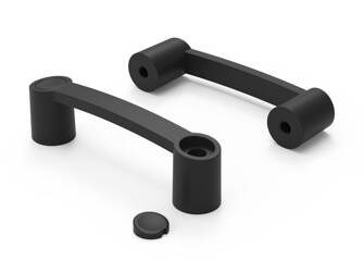 Bügelgriff mit Durchgangslöchern L-145mm I-117mm d1-8,5mm und Abdeckkappen RAL6001 (grün)