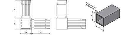 Spojovací prvek 3D pro 3 čtvercové profily A-13,5mm B-13,5mm, 1,25mm, černý