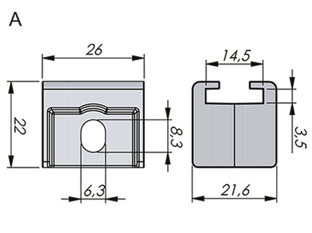 Führung für Flachriegel aus Zinklegierung