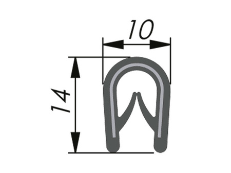 Osłona krawędzi PVC, 10x14mm, 1,0-4,0mm, 100mb