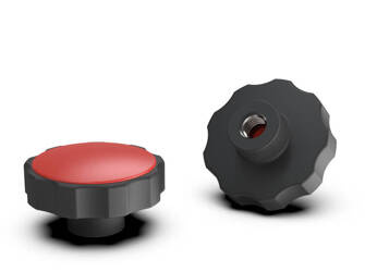 Sterngriff mit eingebauter Mutter D-30mm M6 INOX, RAL3000 (feuerrot)