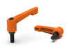 Verstellbarer Hebel mit Gewindestift R-78mm M10 x 70mm, verstärkte Ausführung, schlankes Design, RAL2004 (orange)