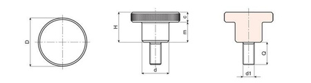 Pokrętło radełkowane stalowe z trzpieniem gwintowanym D-11mm M3 x 10mm, powierzchnia niklowana