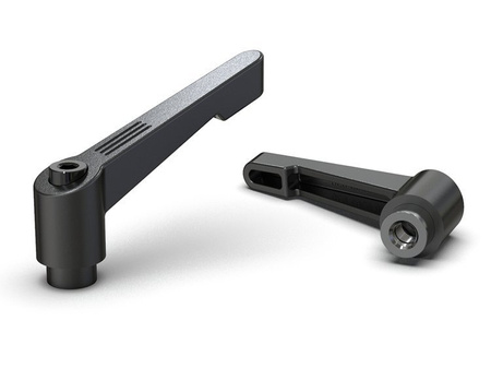 Verstellbarer Hebel aus Zinklegierung mit Gewindebuchse R-65mm M8, RAL9005 matt (tiefschwarz)