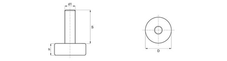 Fixed foot D-24mm M8 x 30mm with pin and internal hexagon