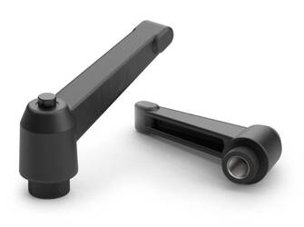 Adjustable lever with threaded bushing and button R-43mm M6