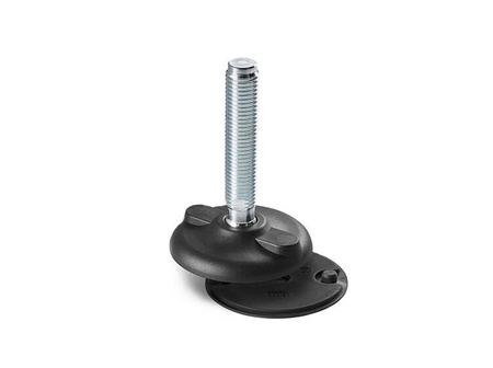 Swivel foot with mounting holes, wrench flat, and anti-slip pad, R24 D-130mm M24