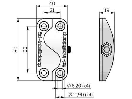 Connector joining sections 40x80mm black