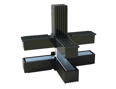 Spojka 3D pro 4 čtvercové profily A-30mm B-30mm, PA+GF30%, 1,5mm, černá