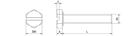 Śruba z łbem sześciokątnym z rowkiem M4 x 5mm, wg DIN 34810 (DIN 933)